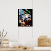 Parisiaanse atmosferische lampen en reflectie-Post Poster (Keuken)