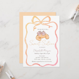 Parisiaanse Croissant Chic Strik met Lint Sweet 16 Kaart