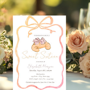 Parisiaanse Croissant Chic Strik met Lint Sweet 16 Kaart