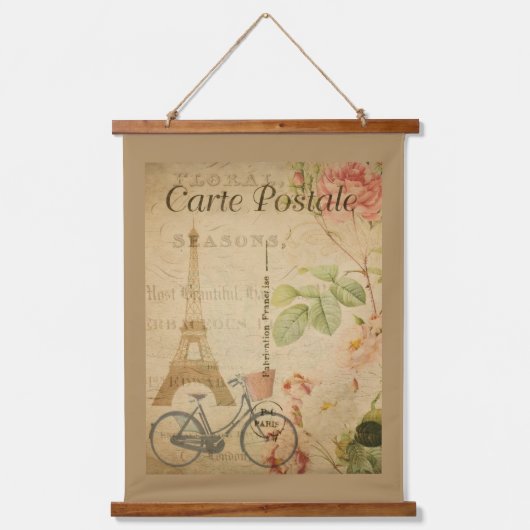 Parisiaanse Vintage met Eiffeltoren Hangend Wandkleed (Voorkant)