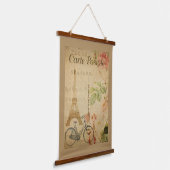 Parisiaanse Vintage met Eiffeltoren Hangend Wandkleed (Gebogen)
