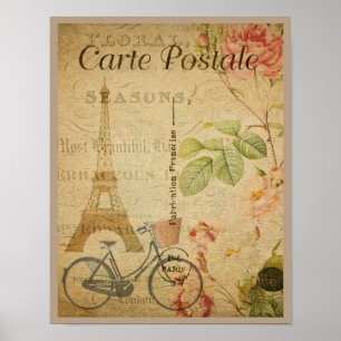 Parisiaanse Vintage met Eiffeltoren Poster