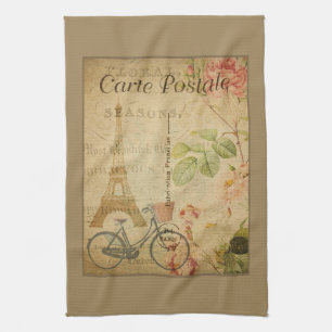 Parisiaanse Vintage met Eiffeltoren Theedoek