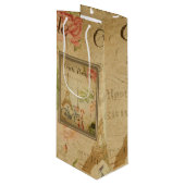 Parisiaanse Vintage met Eiffeltoren Wijn Cadeautas (Voorkant Gekanteld)