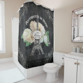 Parisian  Antiek Floral Paris Eiffel Tower Douchegordijn (In situ)