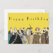 -Parisian Art Deco, George Barbier Birthday Briefkaart (Voorkant / Achterkant)