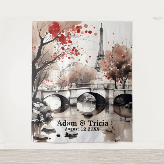 Parisian Autumn Dream Wedding Backdrop Wandkleed (Voorkant)