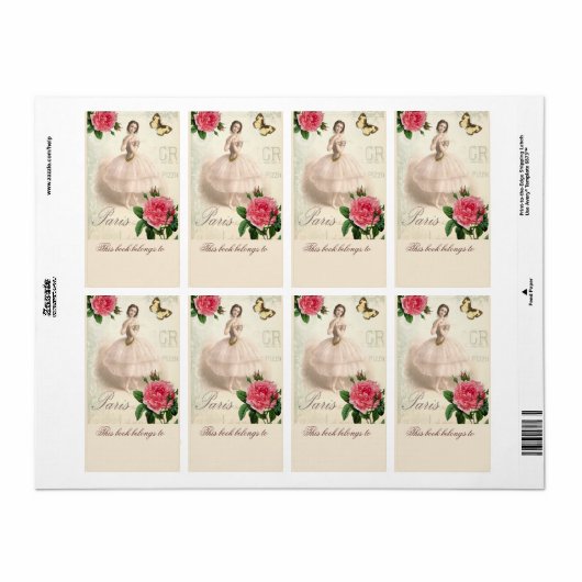 Parisian Ballerina Bookplaat Etiket (Full Sheet)