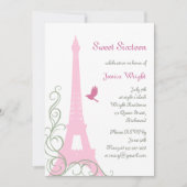 Parisian Birthday Invitation (wit) Kaart (Voorkant)