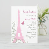 Parisian Birthday Invitation (wit) Kaart (Staand voorkant)