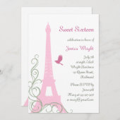 Parisian Birthday Invitation (wit) Kaart (Voorkant / Achterkant)