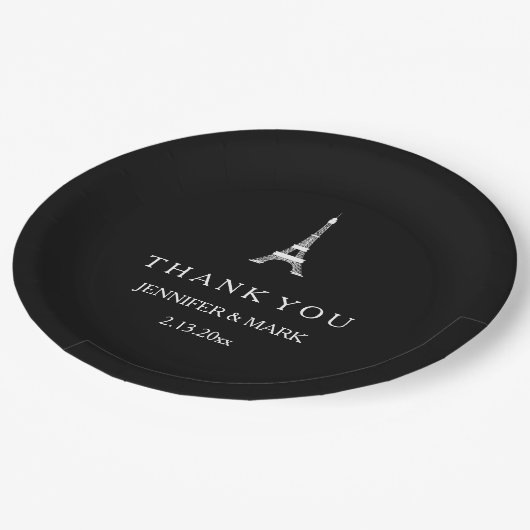 Parisian Black and White Wedding Eiffel Tower Papieren Bordje (Gekanteld)