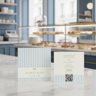 Parisian Blue Strepen Franse Bakkerij QR Patisseri Vierkante Visitekaartje