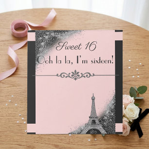 Parisian Blush Roze Eiffeltoren Sweet 16 Nacht Notitieblok