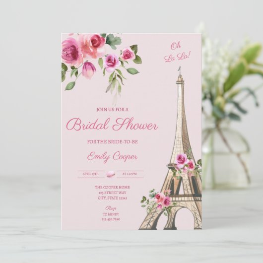 Parisian Bridal Shower Kaart (Staand voorkant)