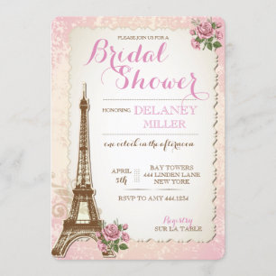  Parisian Bridal Shower-uitnodigingen Kaart