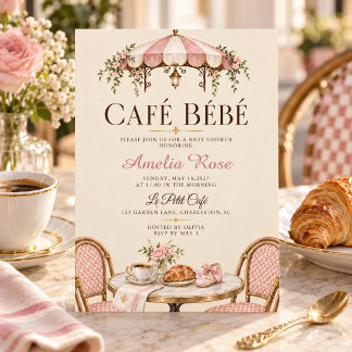 Parisian Café Bébé Baby Shower Kaart