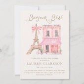 Parisian Café Bonjour Bébé Baby Shower Invitation Kaart (Voorkant)