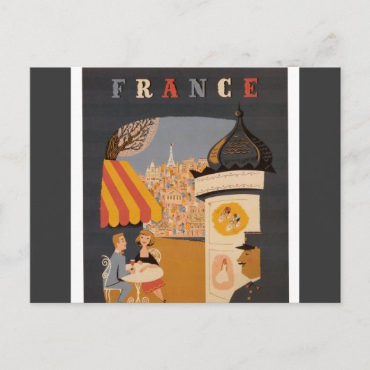 Parisian Cafe Travel Poster Briefkaart (Voorkant)