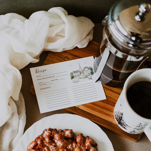 Parisian Café Watercolor Recipe Card Informatiekaartje