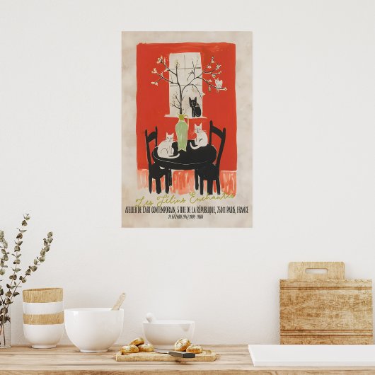 Parisian Cat Art Print Les Chats Enchantés (Keuken)