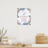 Parisian Charm Blue & Pink Sign our Guestbook Sign Poster (Keuken)