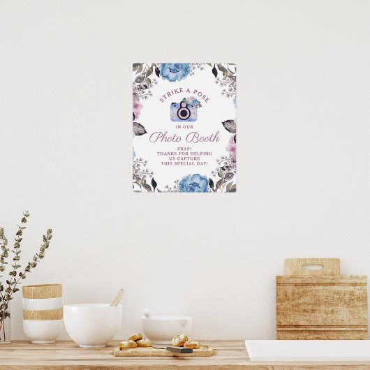 Parisian Charm Floral Photo Booth Wedding Sign Poster (Keuken)