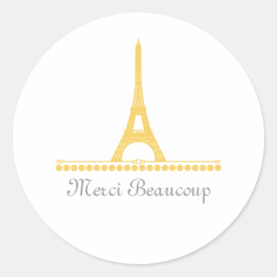 Parisian Chic Bedankt Stickers, Geel Ronde Sticker