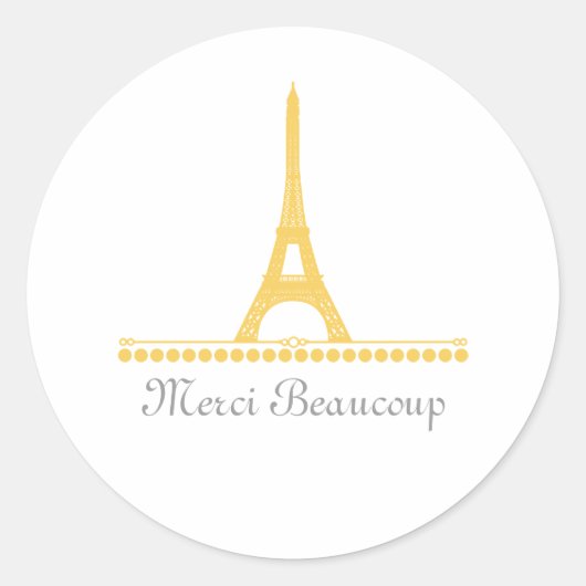 Parisian Chic Bedankt Stickers, Geel Ronde Sticker (Voorkant)
