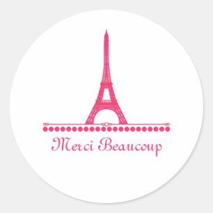 Parisian Chic Bedankt Stickers, Roze Ronde Sticker