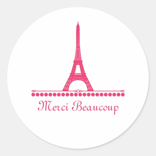 Parisian Chic Bedankt Stickers, Roze Ronde Sticker (Voorkant)