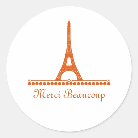 Parisian Chic Hartelijk dank Stickers, Oranje Ronde Sticker (Voorkant)