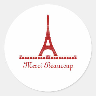 Parisian Chic Hartelijk dank, Stickers, rood Ronde Sticker