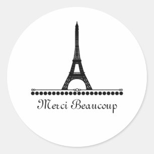 Parisian Chic Hartelijk dank, Stickers, zwart Ronde Sticker