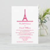 Parisian Chic Wedding Invite, Roze Kaart (Staand voorkant)