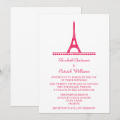 Parisian Chic Wedding Invite, Roze Kaart (Voorkant / Achterkant)
