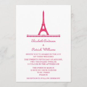 Parisian Chic Wedding Invite, Roze Kaart