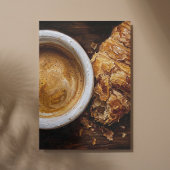 Parisian Coffee & Croissant Art Canvas Afdruk