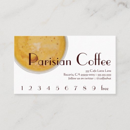 Parisian Coffee Drink Loyalty/Punch Card Klantenkaartje (Voorkant)