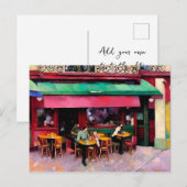 Parisian Colorful Coffee Shop Briefkaart (Voorkant / Achterkant)