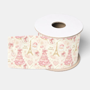Parisian Coquette Stof Pink Toile Kerst Grosgrain Lint
