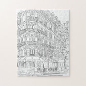 Parisian Corner Black and White Jigzaag Puzzle Legpuzzel (Verticaal)