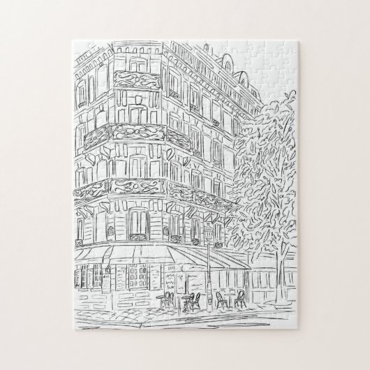 Parisian Corner Black and White Jigzaag Puzzle Legpuzzel (Verticaal)