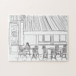 Parisian Corner Black and White Jigzaag Puzzle Legpuzzel