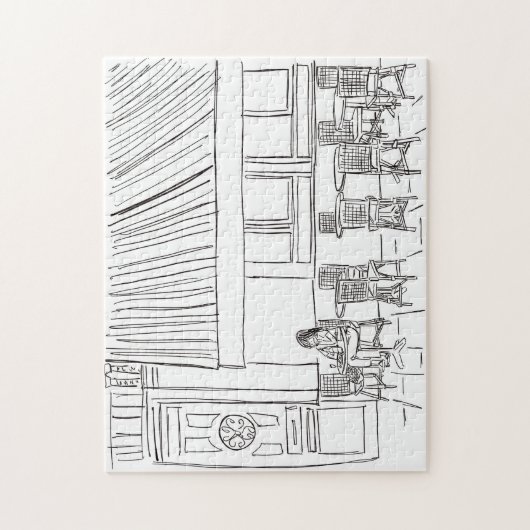 Parisian Corner Black and White Jigzaag Puzzle Legpuzzel (Verticaal)