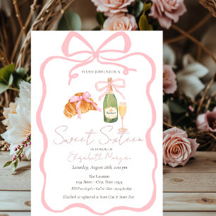 Parisian Croissant Roze Strik Champagne Zoete 16 Kaart