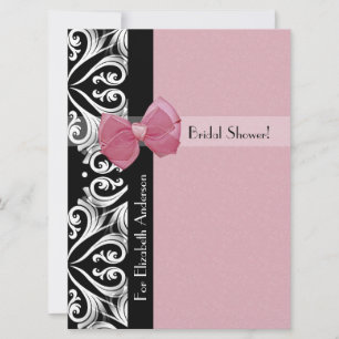 Parisian Damask Pink Ribbon Vrijgezellenfeest Kaart