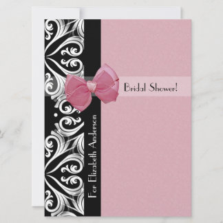 Parisian Damask Pink Ribbon Vrijgezellenfeest Kaart