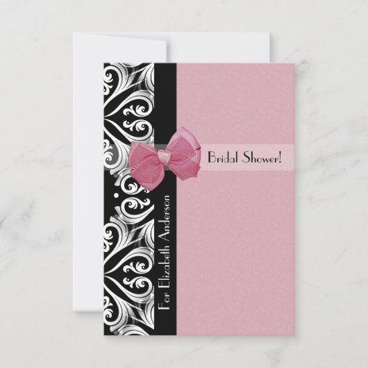 Parisian Damask Pink Ribbon Vrijgezellenfeest Kaart (Voorkant)