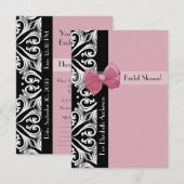 Parisian Damask Pink Ribbon Vrijgezellenfeest Kaart (Voorkant / Achterkant)